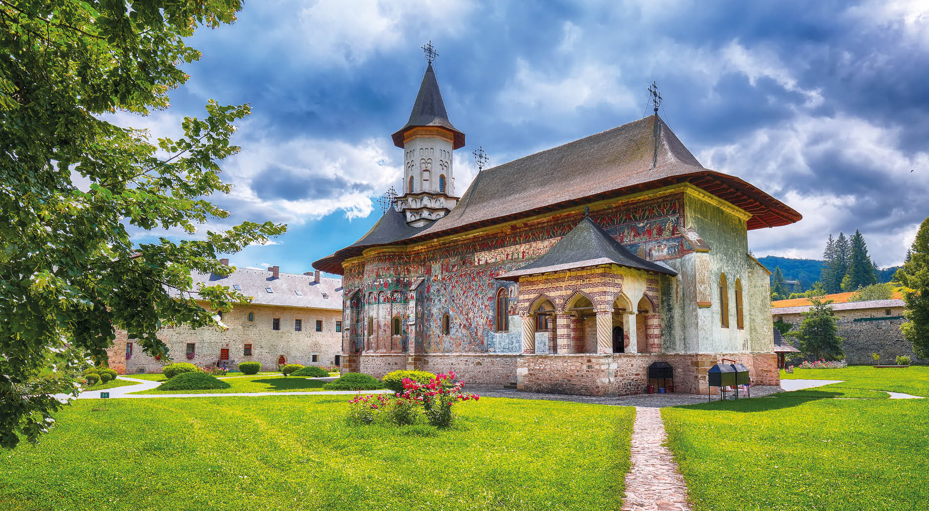 Splendid summer scene of Sucevita Monastery Romanian Orthodox monastery. Eastern Orthodox Church, built in 1585 by Ieremia Movila, commune of Sucevitai, Bukovina region, Romania, Europe