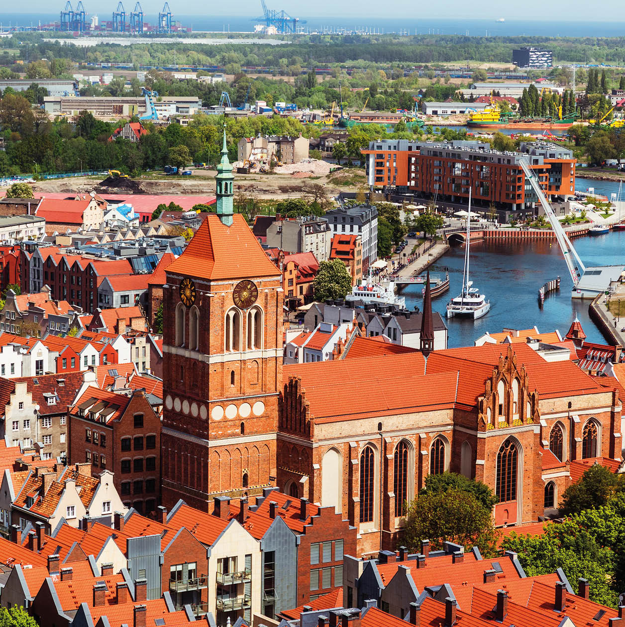 Panoramic view of the Gdansk old town, Poland