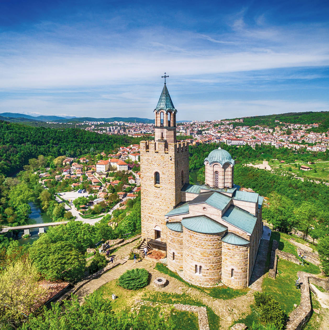 Aerial view of Veliko Tarnovo old town