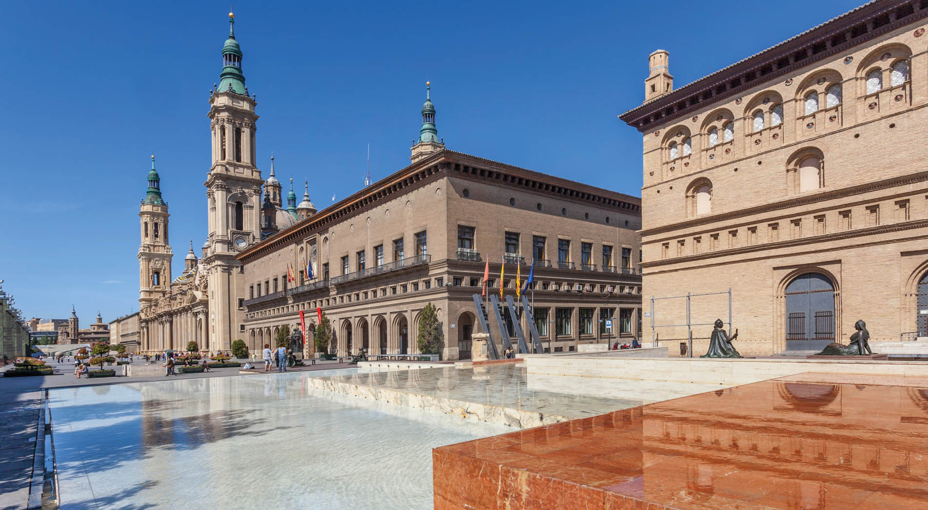 City center of Zaragoza with the Cathedral of Our Lady of the Pillar, Spain