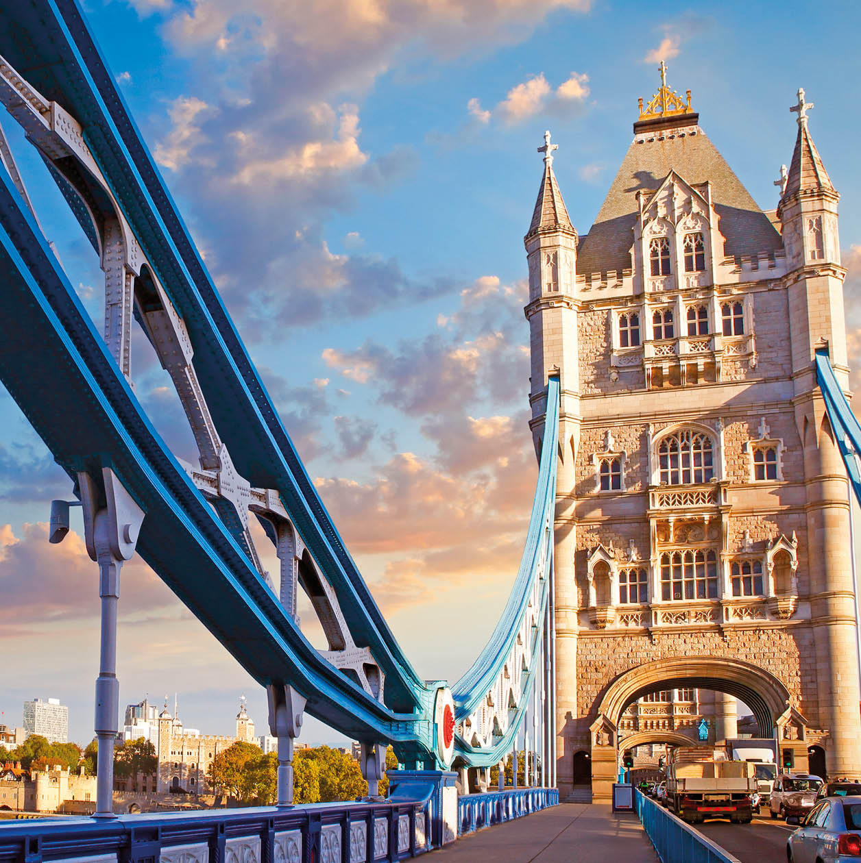 London with Tower Bridge, The Tower and modern buildings on the bank of river Thames