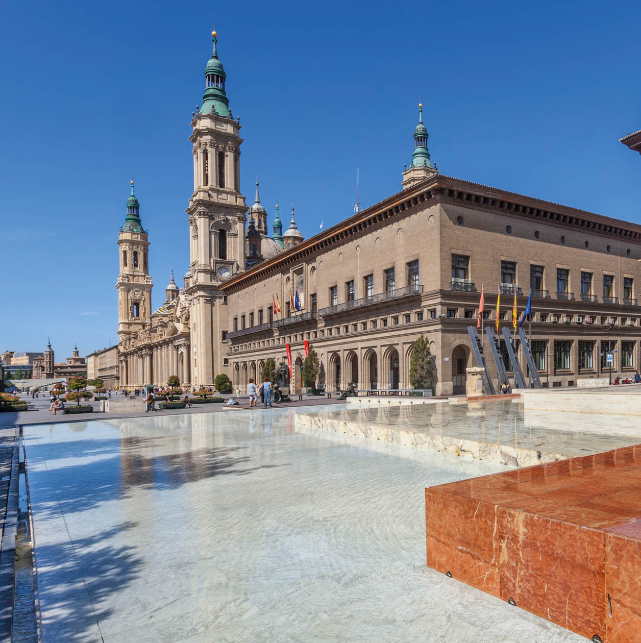 City center of Zaragoza with the Cathedral of Our Lady of the Pillar, Spain