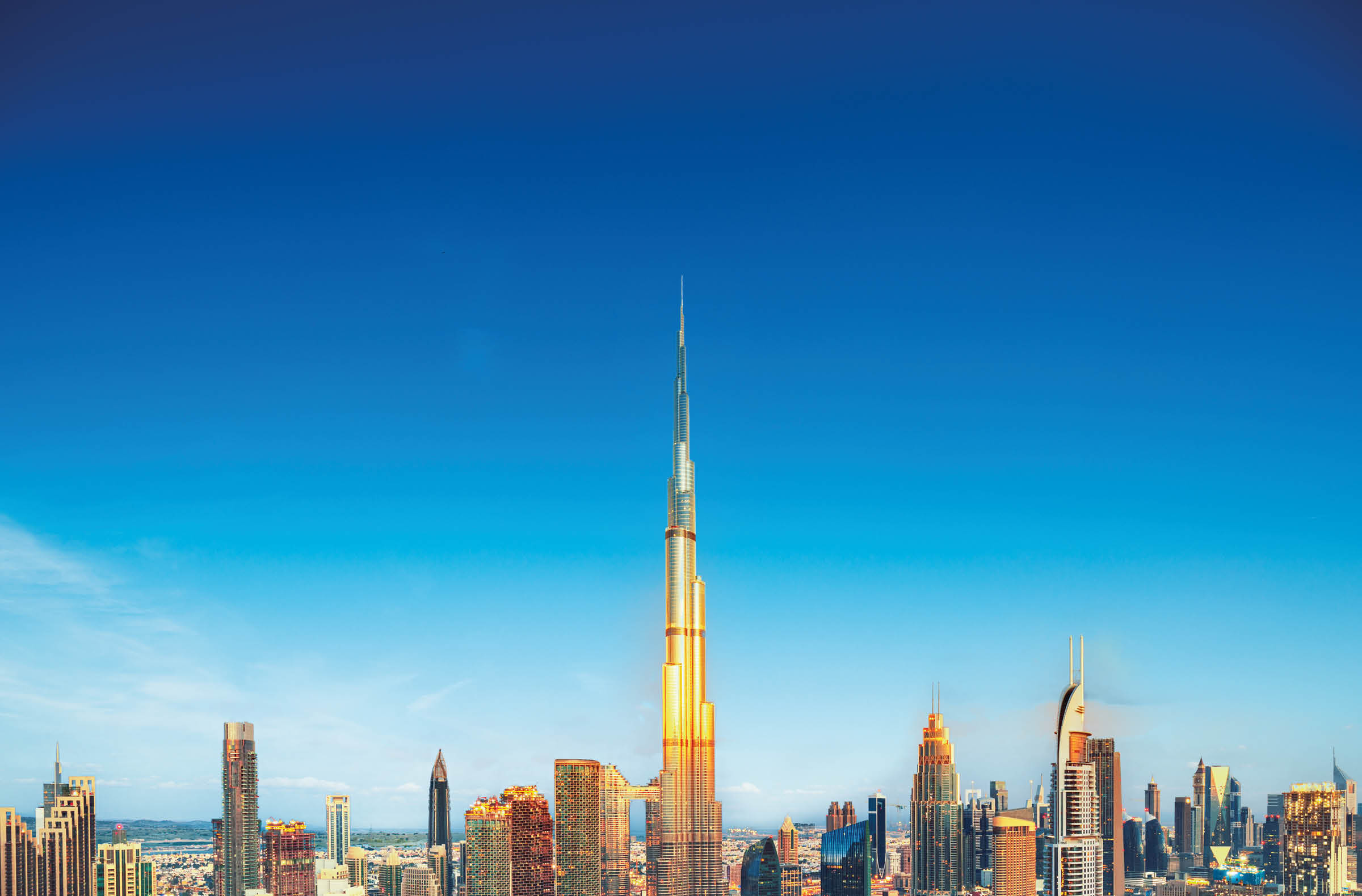 Dubai - amazing city center skyline with luxury skyscrapers, United Arab Emirates