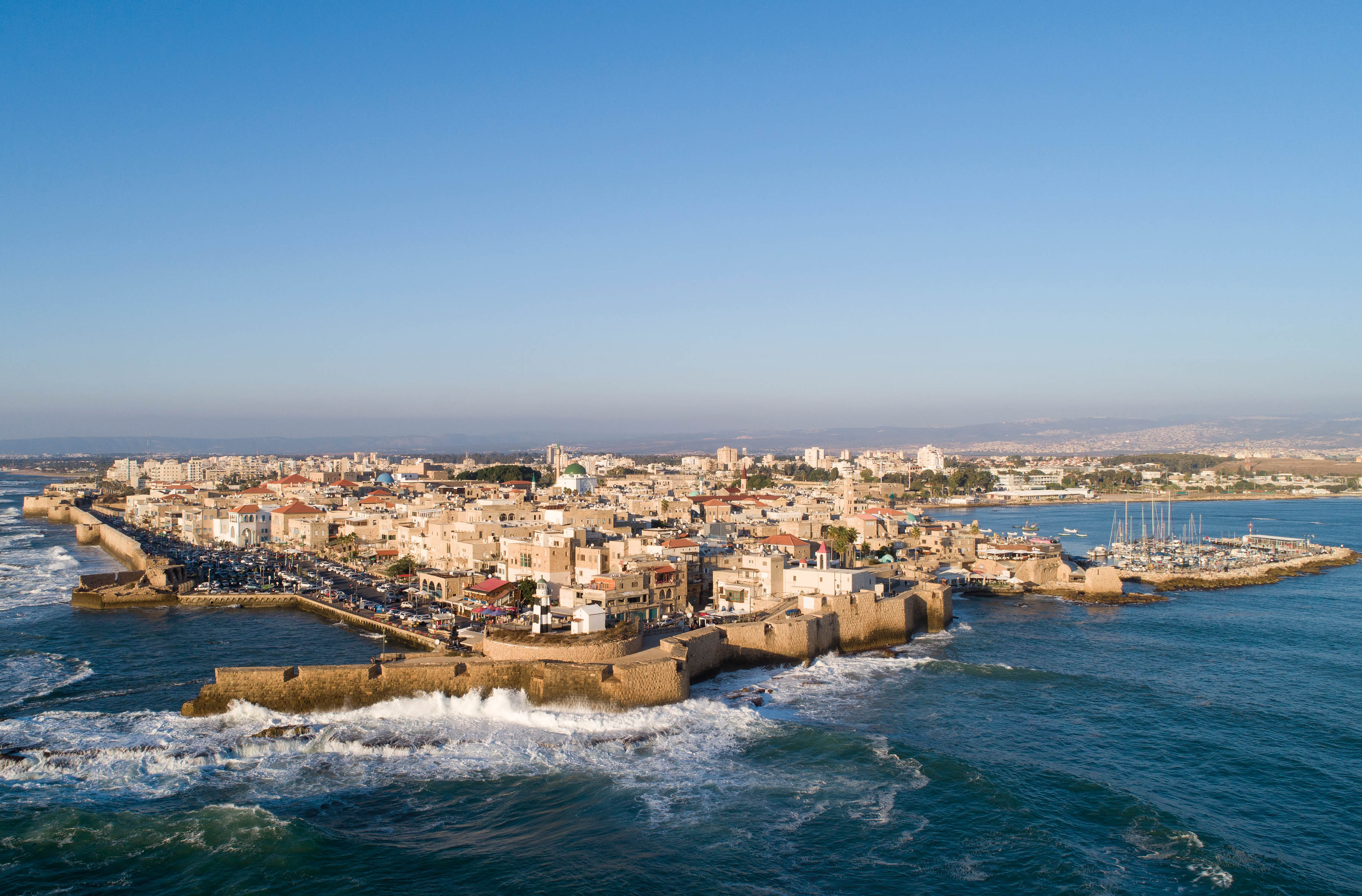 Aerial View of Acre Old City Akko, Israel.