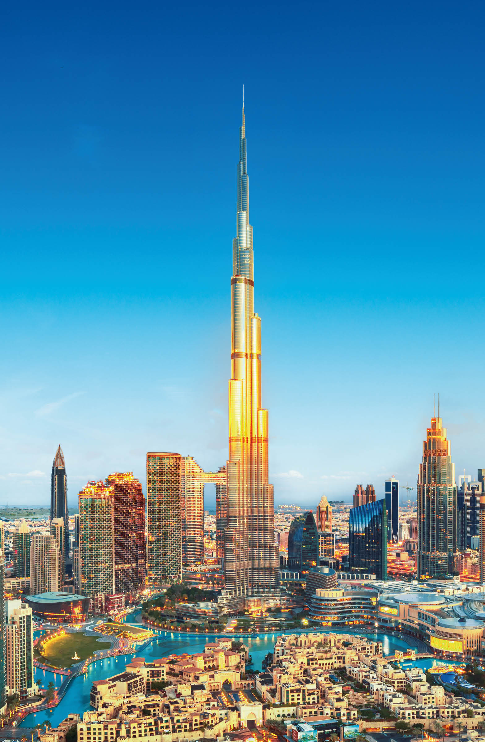 Dubai - amazing city center skyline with luxury skyscrapers, United Arab Emirates